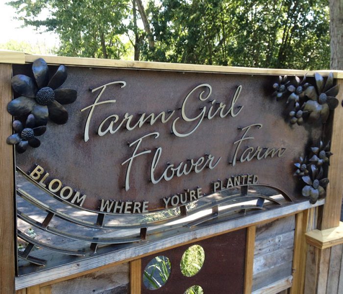 Metal Flower Farm Sign