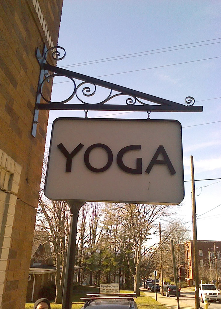Metal Yoga Sign in Asheville NC