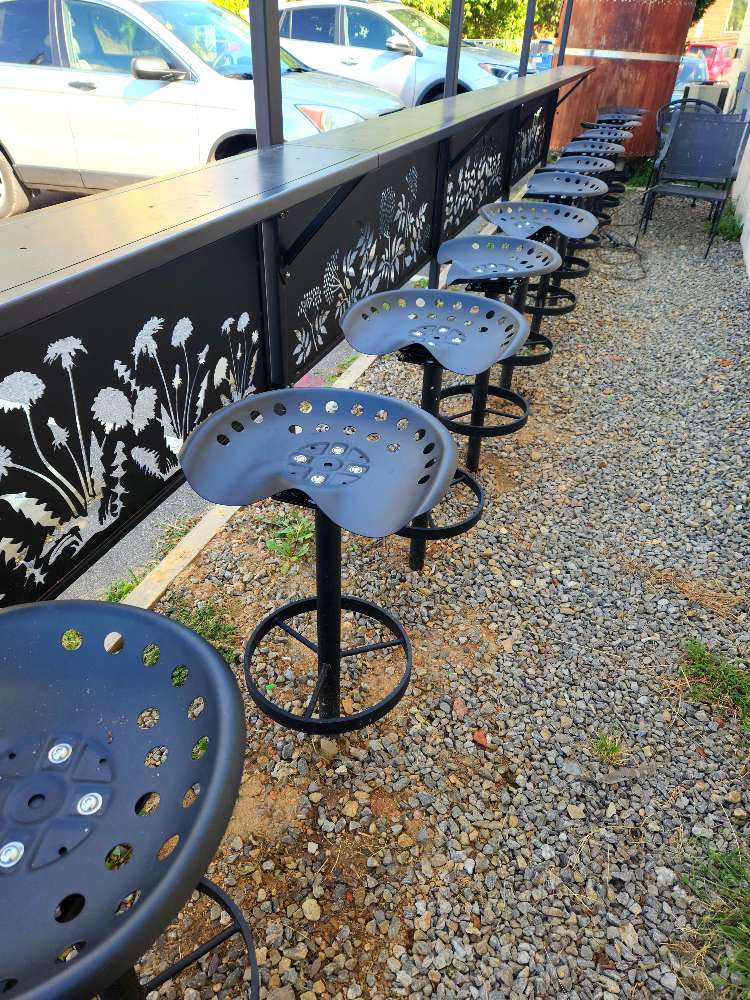 Outdoor Bar and Swiveling Barstools for Eda Rhyne Distillery in Biltmore, Asheville, NC