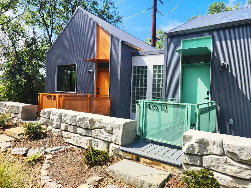 Chicken Hill, Asheville, NC - Custom Aluminum Bridge Railings and Steel Awnings