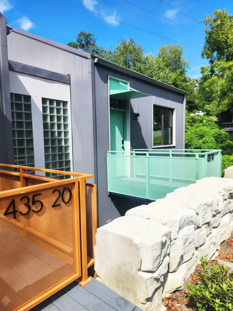 Chicken Hill, Asheville, NC - Custom Aluminum Bridge Railings and Steel Awnings