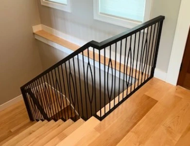 Custom Metal Railing with Wood Top Rail
